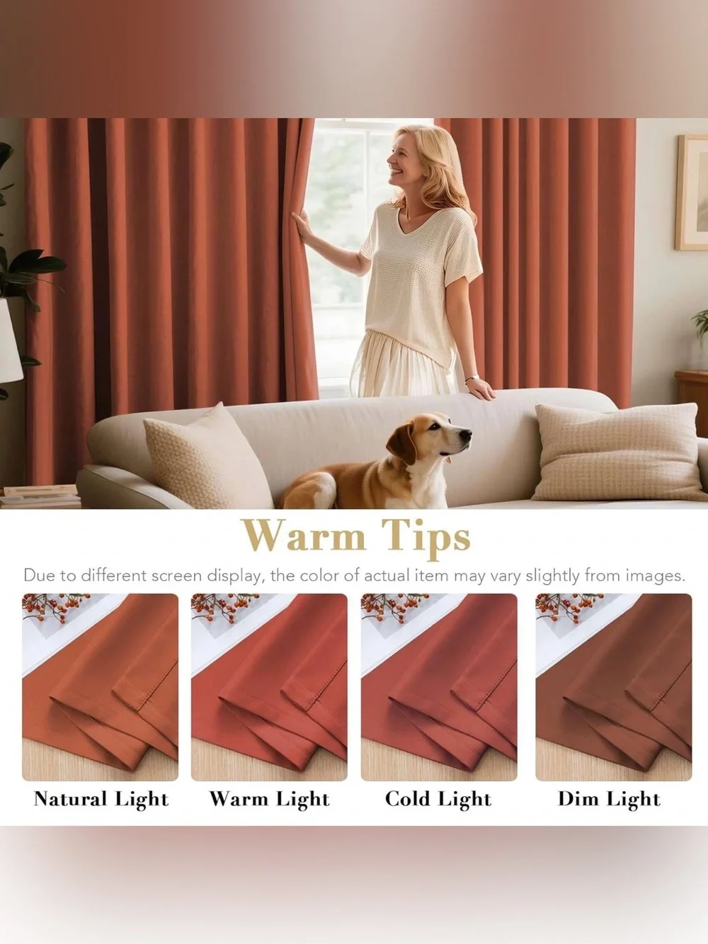 H.VERSAILTEX Blackout Curtain 52x63 Rust Orange Grommet Panel